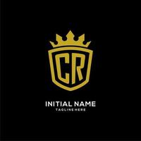 logotipo de cr inicial escudo estilo corona, diseño de logotipo de monograma elegante de lujo vector