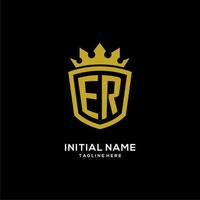 Initial ER logo shield crown style, luxury elegant monogram logo design vector