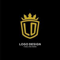 Initial LO logo shield crown style, luxury elegant monogram logo design vector