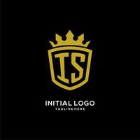 Initial IS logo shield crown style, luxury elegant monogram logo design vector