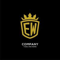 escudo de logotipo inicial ew estilo corona, diseño de logotipo de monograma elegante de lujo vector