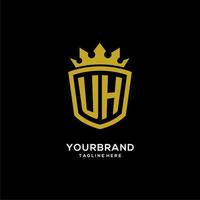 Initial UH logo shield crown style, luxury elegant monogram logo design vector