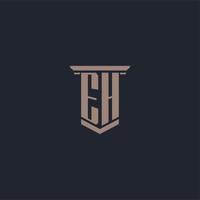 EH initial monogram logo with pillar style design vector