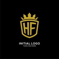 logotipo hf inicial escudo estilo corona, diseño de logotipo de monograma elegante de lujo vector