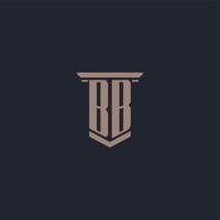 BB initial monogram logo with pillar style design vector