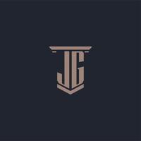 JG initial monogram logo with pillar style design vector