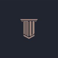 MU initial monogram logo with pillar style design vector