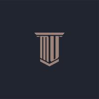 MU initial monogram logo with pillar style design vector