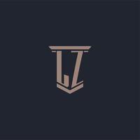 LZ initial monogram logo with pillar style design vector