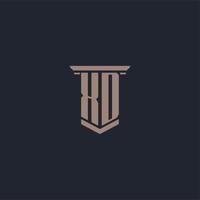 XD initial monogram logo with pillar style design vector