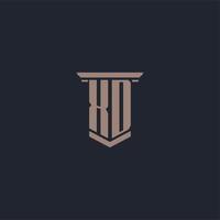 XD initial monogram logo with pillar style design vector