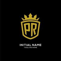 Initial PR logo shield crown style, luxury elegant monogram logo design vector