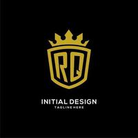 Initial RQ logo shield crown style, luxury elegant monogram logo design vector