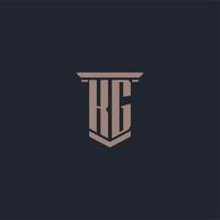 KG initial monogram logo with pillar style design vector