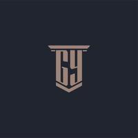 GY initial monogram logo with pillar style design vector