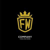 Initial FW logo shield crown style, luxury elegant monogram logo design vector