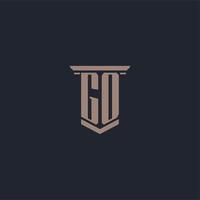 GO initial monogram logo with pillar style design vector