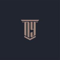 NY initial monogram logo with pillar style design vector