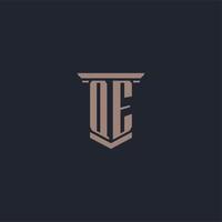 QE initial monogram logo with pillar style design vector