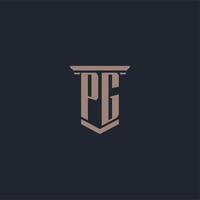 PG initial monogram logo with pillar style design vector