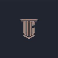 UG initial monogram logo with pillar style design vector