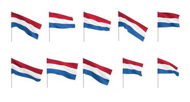 Netherlands flags. Set of national realistic Netherlands flags. vector