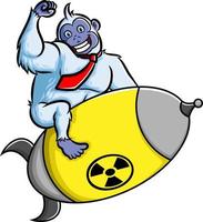 The happy yeti is riding a nuclear and so happy vector