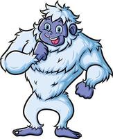 el yeti feliz está bailando y sintiéndose frío vector