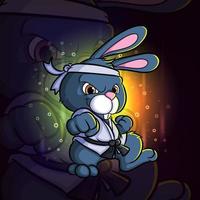 The karate rabbit with punch esport mascot design logo vector