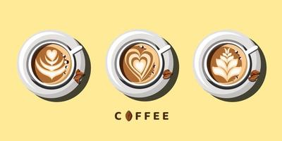 Coffee Latte Art Vector Illustration Collection