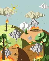 World Environment Day, forest fire vector illustration, for your design project