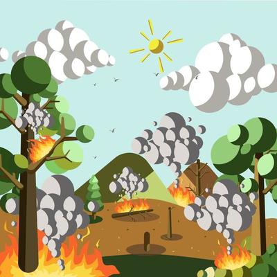 Forest fire vector illustration, illustration