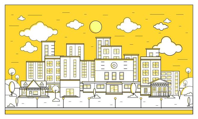 City building style flat design vector illustration