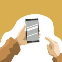 Vector Illustration uses a mobile phone for theme technology projects