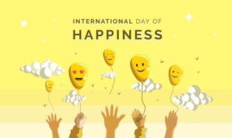 International Day of Happiness vector illustration