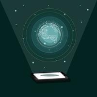 Hologram technology illustration hap and earth image vector