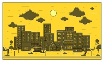 Vector illustration of city background in the afternoon
