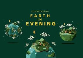 Illustration Vector Earth in Evening