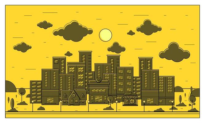 City building style flat design vector illustration