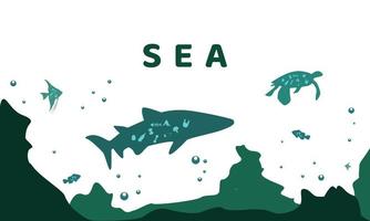 World ocean day, environmental illustration of marine animals that consume garbage vector