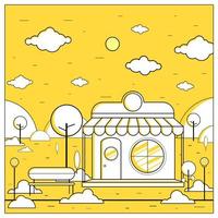 Vector illustration of flat design store and its environment