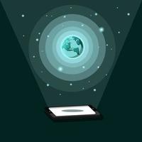 Hologram technology illustration hap and earth image vector