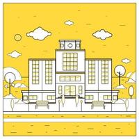 Hospital Flat Design Vector Illustration with natural environment