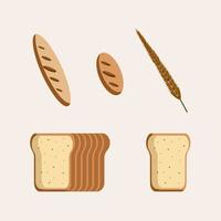 Illustration of bread vector, art set flat design style vector