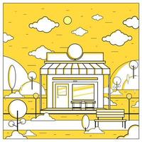 Vector illustration of flat design store and its environment