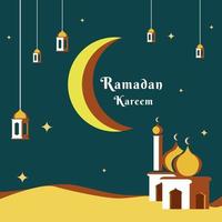 ilustración de vector de ramadán con comida de mes de ayuno para diseño de publicidad