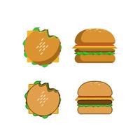 Vector illustration of burger complete set of flat design style