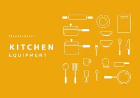 Illustration Kitchen Equipment Style Line Art