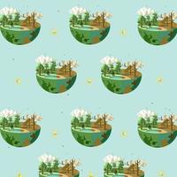 Pattern Illustration of Green Earth and Broken Earth vector