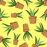 Pattern Illustration Plants in Pots vector